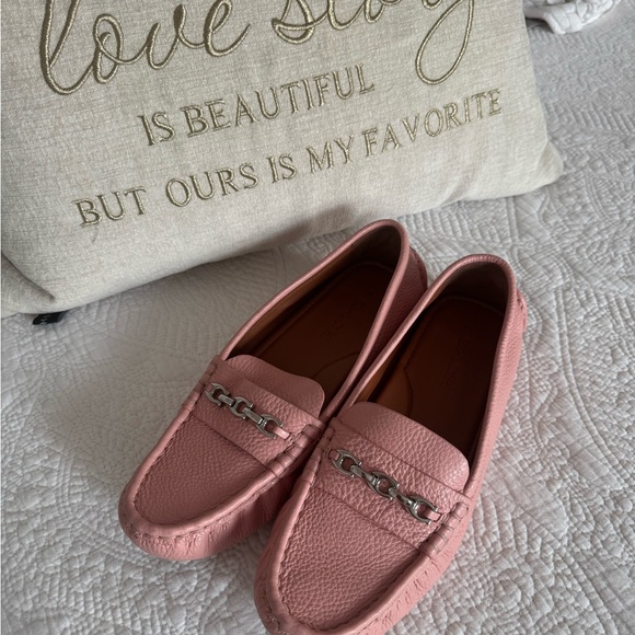 Coach Pink Leather Chain Loafers - Picture 1 of 5